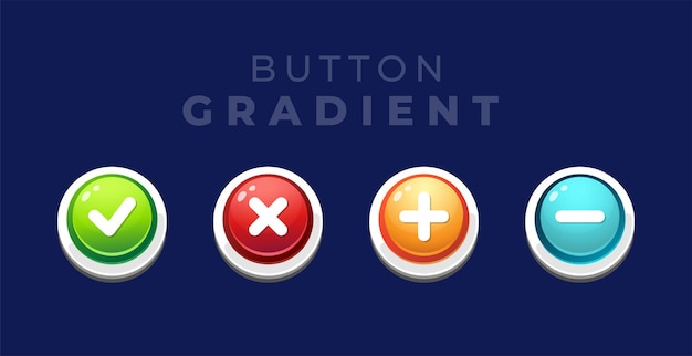 Vector set of four buttons game gradient vector