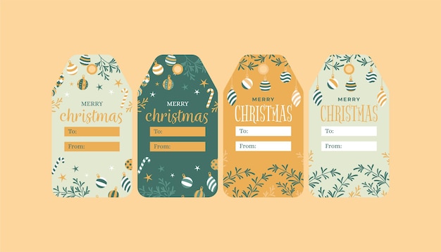 Set of four Christmas gift tags