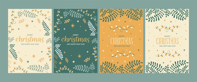 Set of four christmas greetings cards