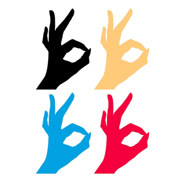 Набор из четырех цветных значков знака "ОК"