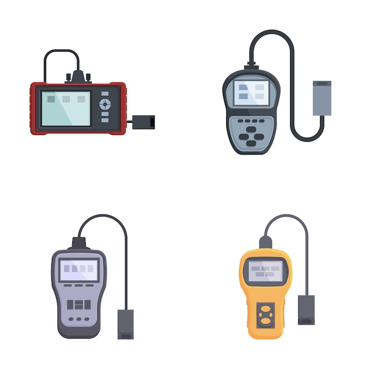 Vector set of four digital multimeters