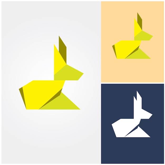 A set of four geometric animals with different colors.