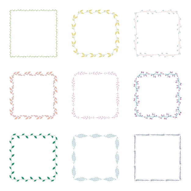 Vector set of four hand drawn floral frames.