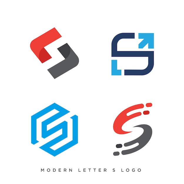 set of four modern letter S logo 