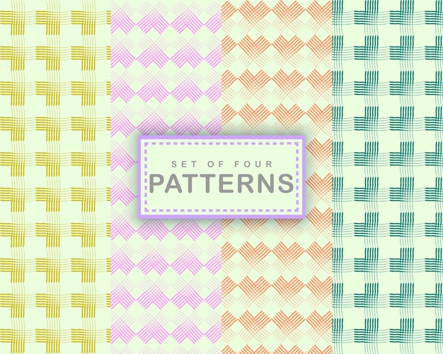 Set of four pastel colors pattern collection, multi colored patterns background wallpaper design