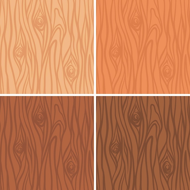 Vector a set of four pictures of different shapes on a wood surface