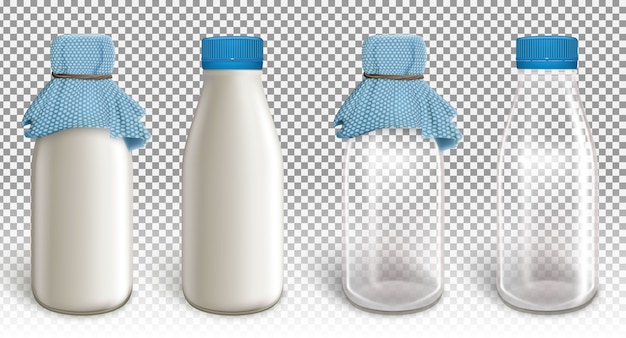 Vector set of four plastic bottles.