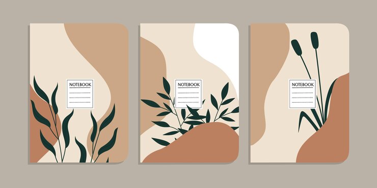 Vector a set of four posters with a plant on them