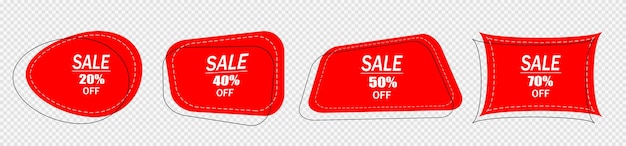 Vector a set of four red sale advertising badges on a white background