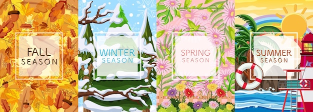 Set of four seasons backgrounds