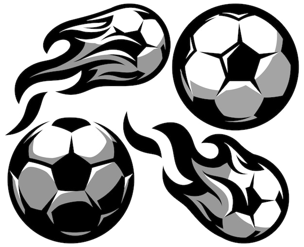 Vector set of four soccer balls vector illustration elements or templates for design