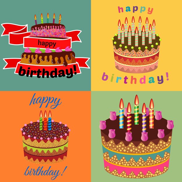 Happy Birthday Card Sweet Cake Candle And Triangle Bunting Flags With Text  Make A Wish Flat Stock Photo, Picture and Royalty Free Image. Image  81699940.