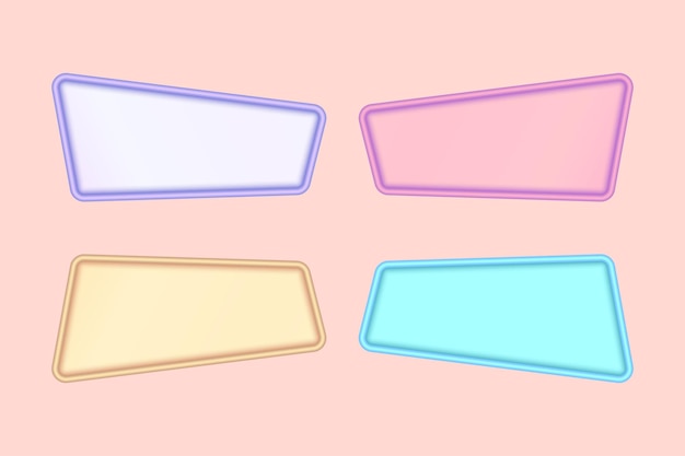 Set of four vector 3d horizontal frame colorful blank text box banners for info graphic templates