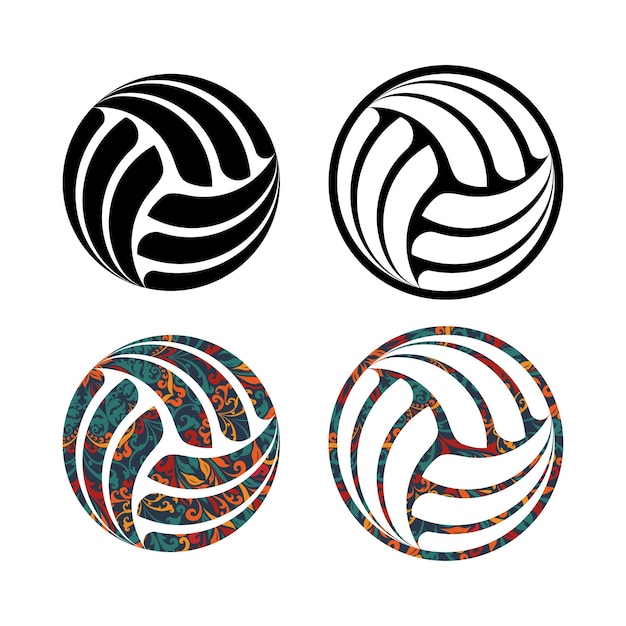 Vector set of four volleyball balls