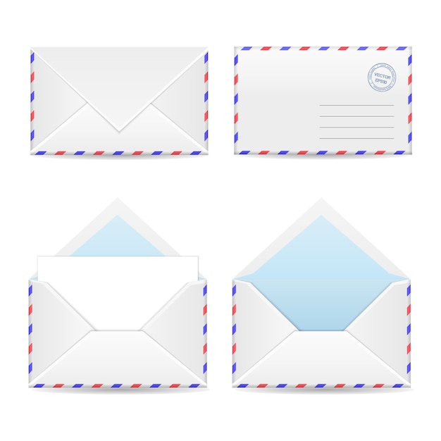 set of four white envelopes