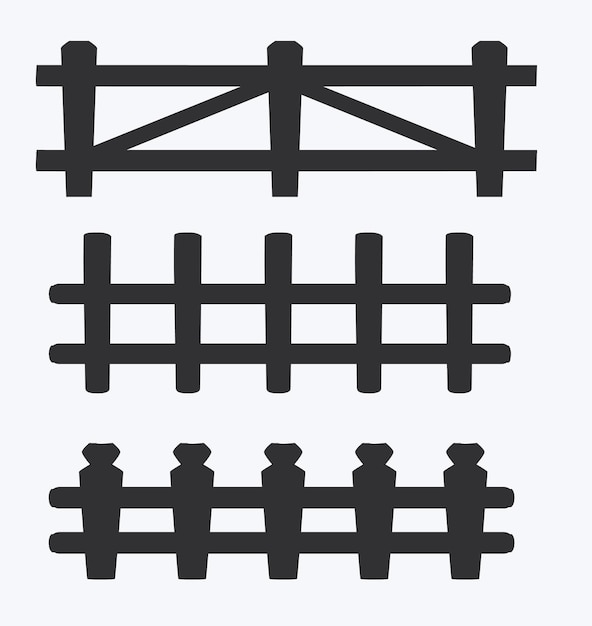 A set of four wooden fence icons.