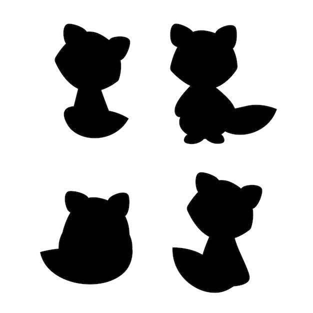 Set of fox silhouette Vector illustration