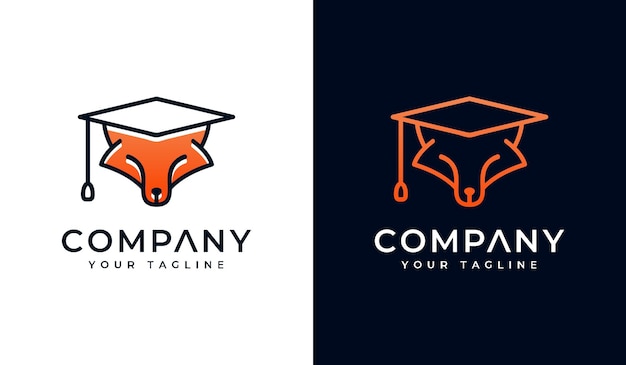 set of fox with graduate hat logo creative design for all uses