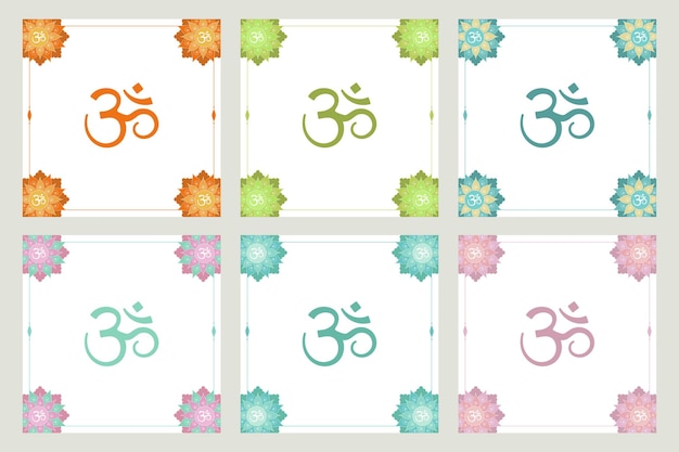 Vector set of frames om symbol flowers