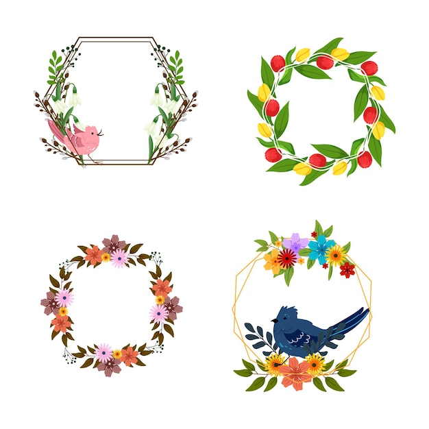 Vector set of frames with flowers