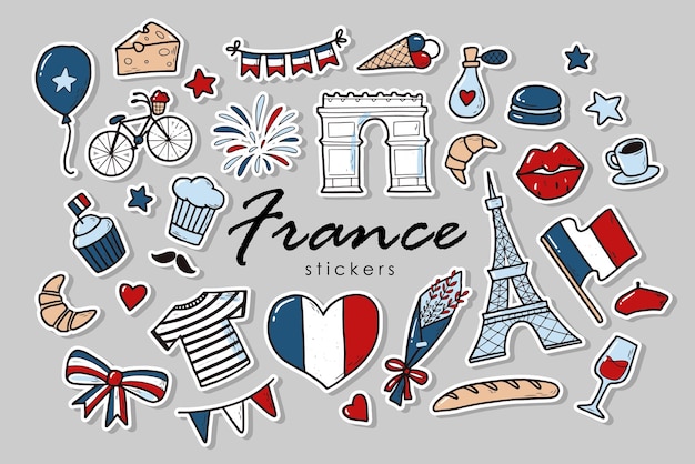 Set of France stickers