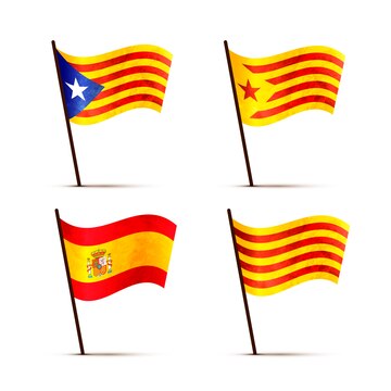 Spain and catalonia flags Royalty Free Vector Image