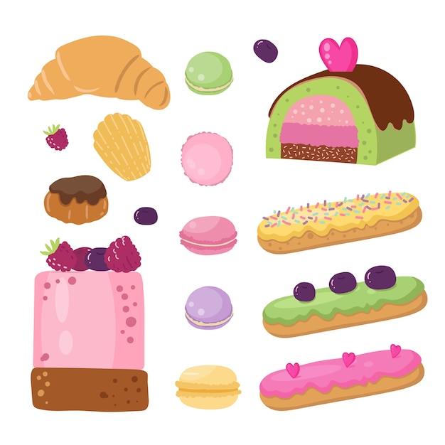 Vector set of french desserts