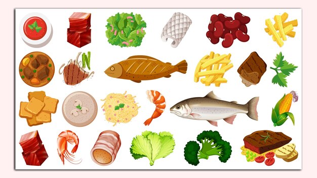 Vector set of fresh food ingredients