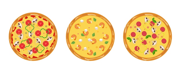 Premium Vector | Set of fresh homemade pizza. vector design isolated ...