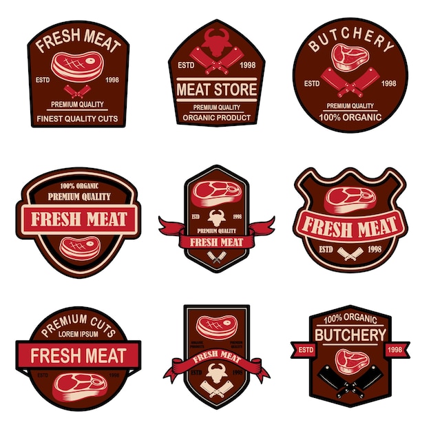 Vector set of fresh meat labels