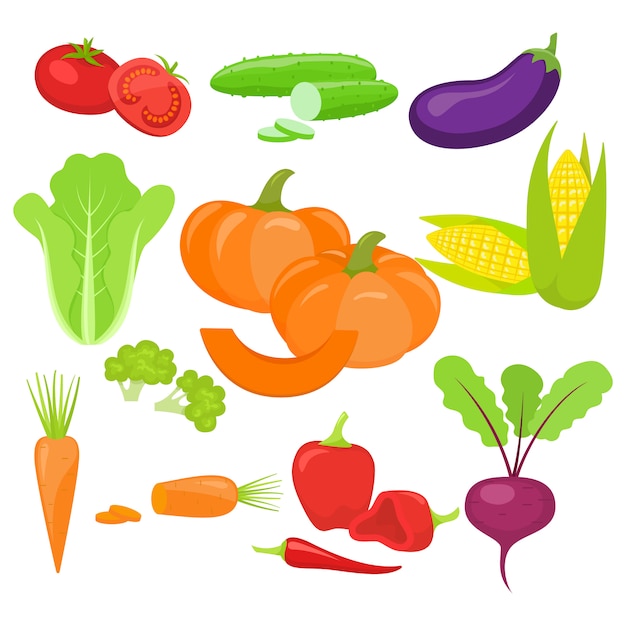 Set of fresh vegetables