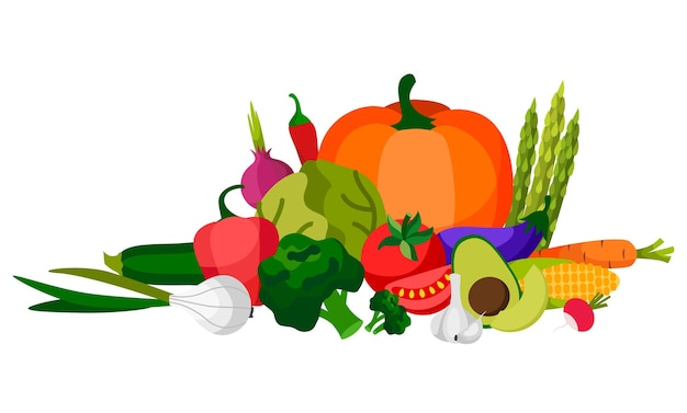 Vector set of fresh vegetables