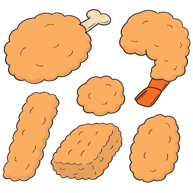 Vector set of fried food