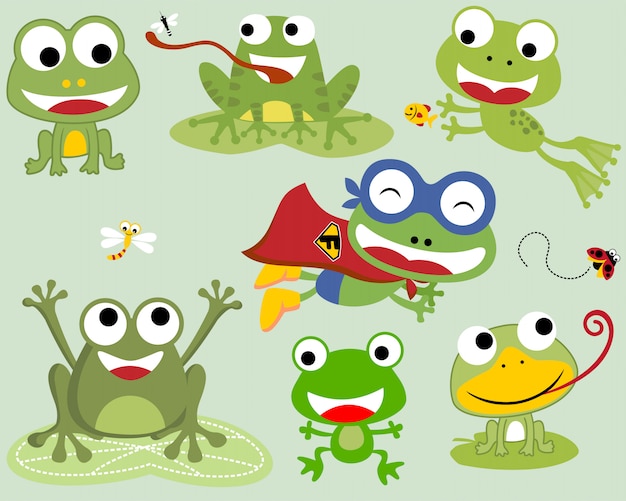 Vector set of frogs cartoon