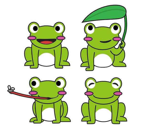 set of frogs illustration and vector