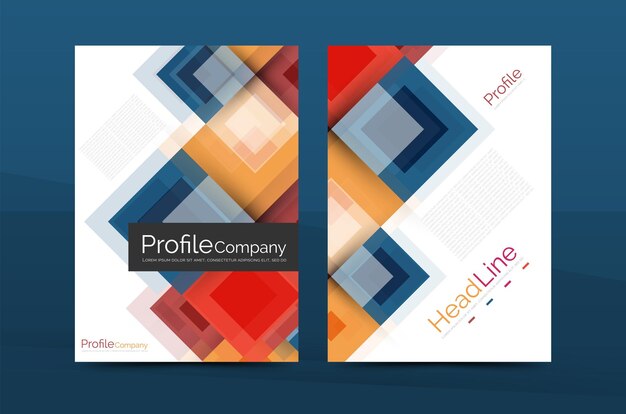 Vector set of front and back a4 size pages business annual report design templates