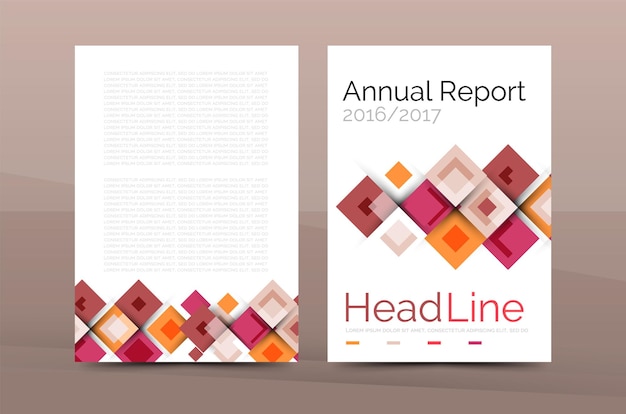 Set of front and back a4 size pages business annual report design templates
