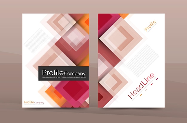 Set of front and back a4 size pages business annual report design templates