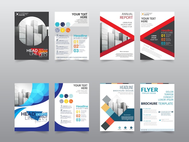 Vector set front and back business brochure template