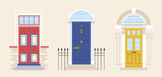 set of front doors vector