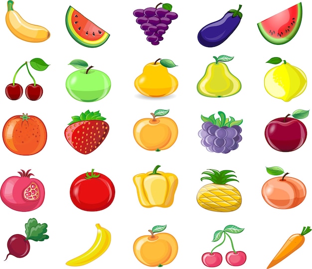 Vector set fruit