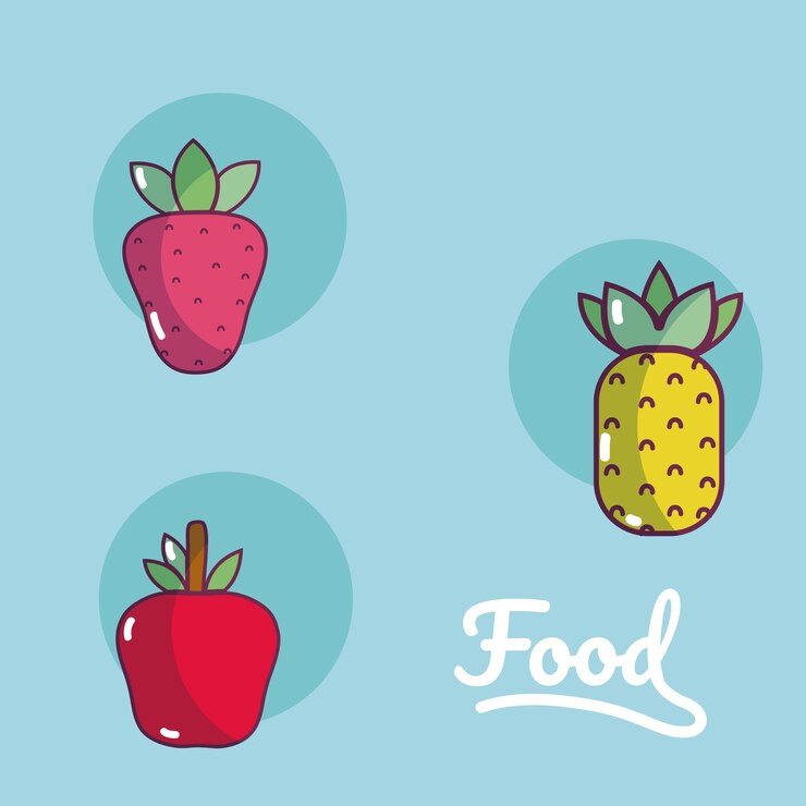 Vector set of fruits cartoons icons 