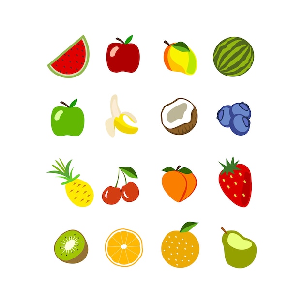 Set of fruits for decoration pattern type different colors minimalistic