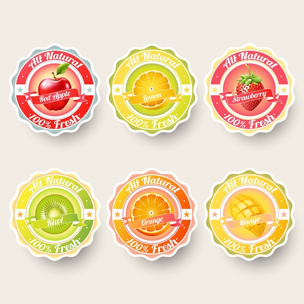 Set of fruits for labels sticker