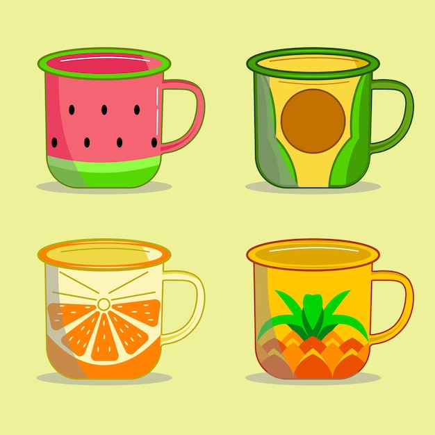 Set di tazze a motivi di frutta