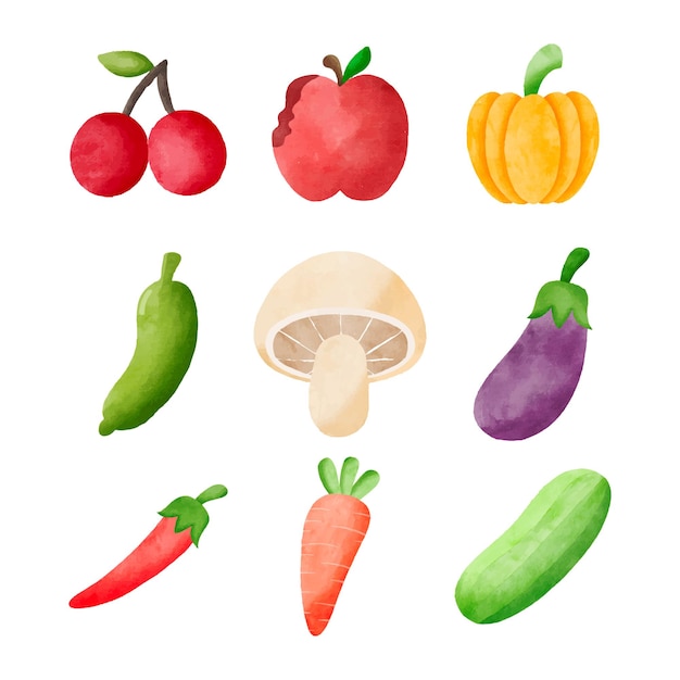 Set of fruits and vegetables