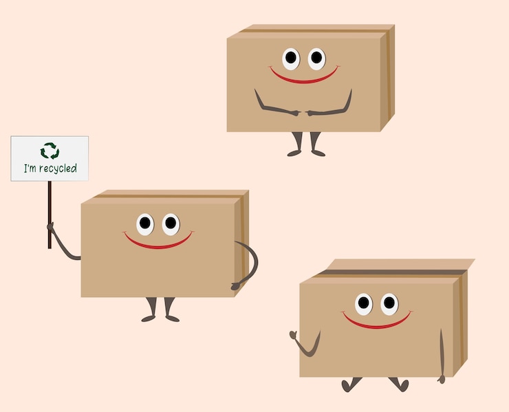 Vector set of funny carton boxes