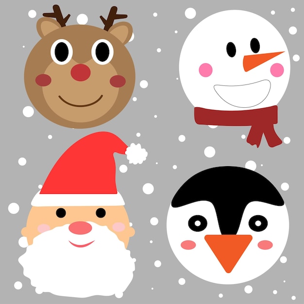 Set of funny christmas characters