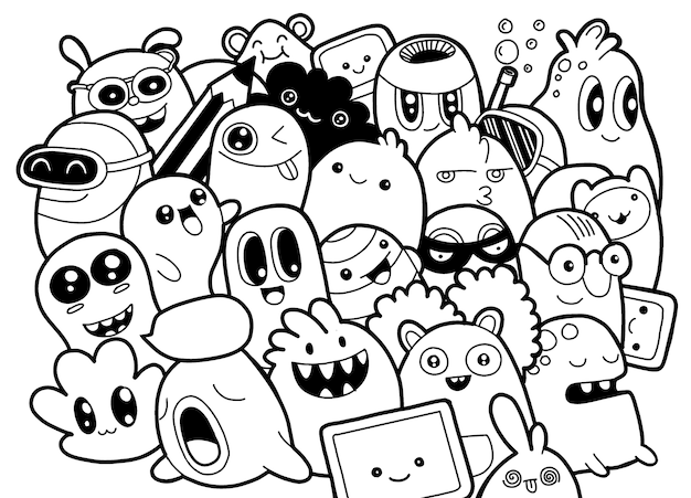 Set of funny cute monsters