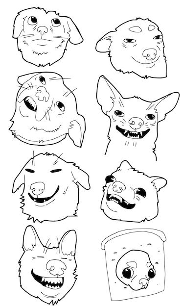 Vector set of funny drawn dogs